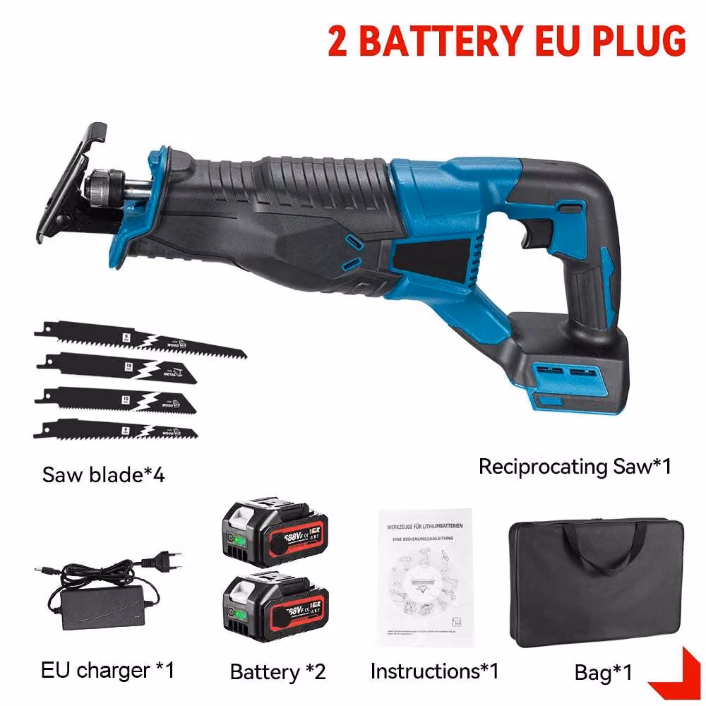 Sega reciproca a batteria - Senza fili - Velocità regolabile - 3000W - Adatta per legno, metallo e tubi - Per tagli