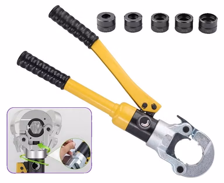 Pinza idraulica per pressare tubi, capacità di pressatura da 16 a 32 mm², struttura in acciaio resistente, sistema di alimentazione dell'olio a due stadi, testa rotante a 360 gradi, compatibile con tubi in PEX e tubi compositi di alluminio e plastica