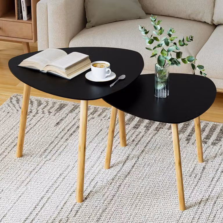Tavolino da caffè Exabang set di 2 tavolini moderni nero