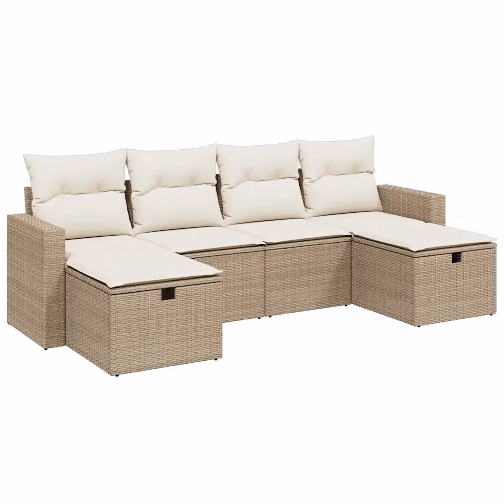 vidaXL Set Divano da Giardino a L 6 pz con Cuscini Beige e Struttura in Metallo – 2