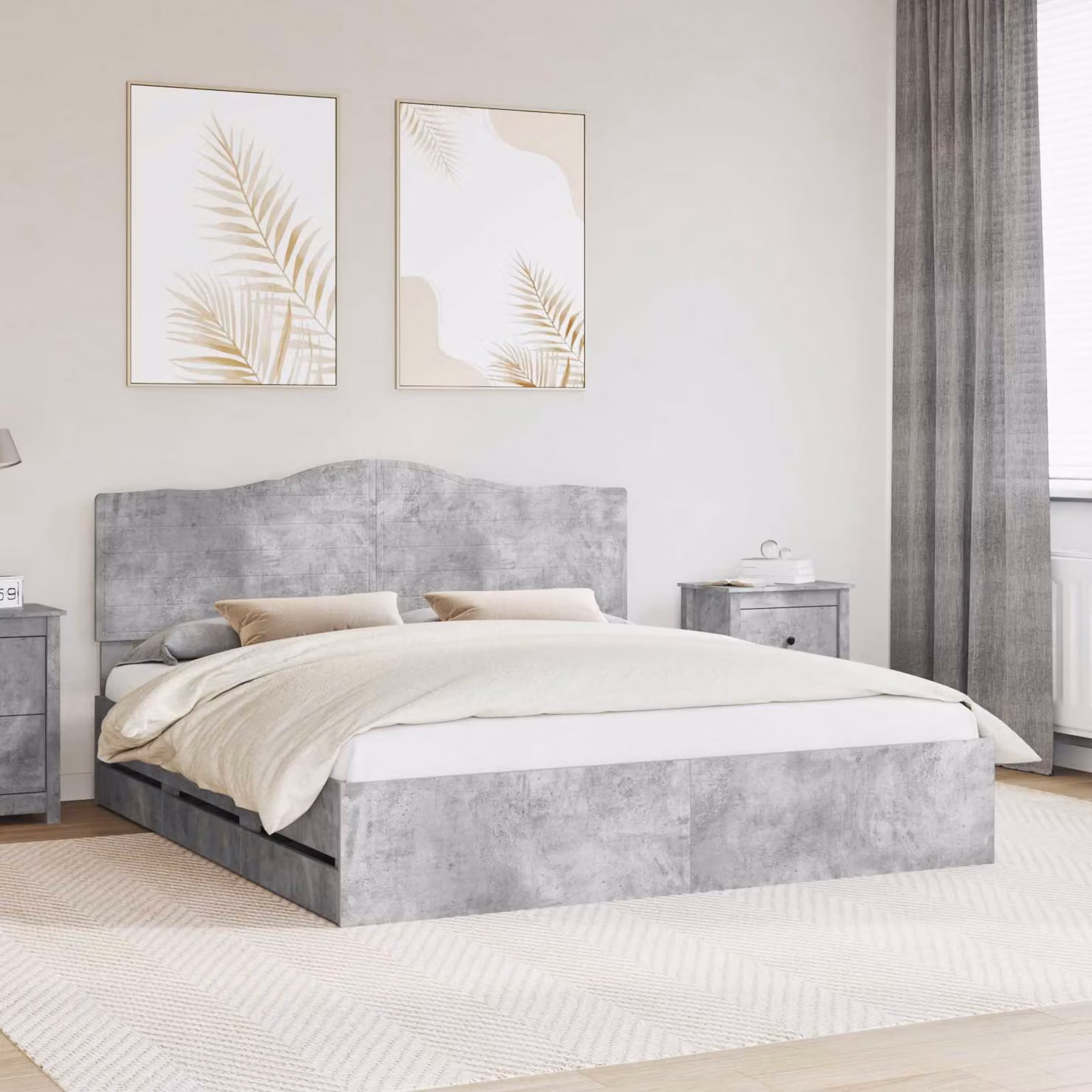vidaXL Struttura letto moderna con cassetti in legno MDF Grigio