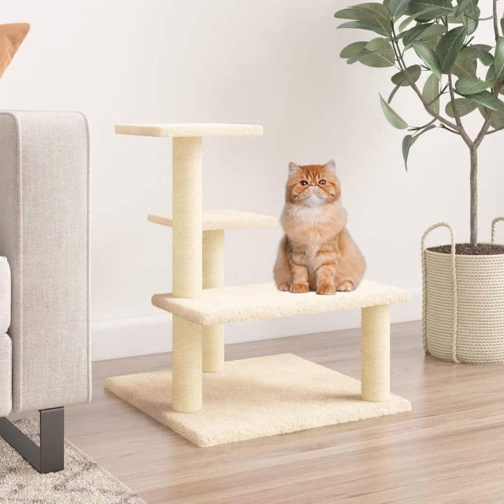 Albero per gatti vidaXL con tiragraffi in sisal, colore beige, Altezza: 61 cm