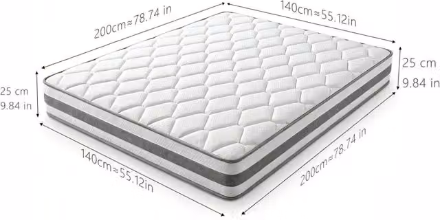 Materasso ULEVR a molle insacchettate, altezza 25 cm, rivestimento in poliestere bianco