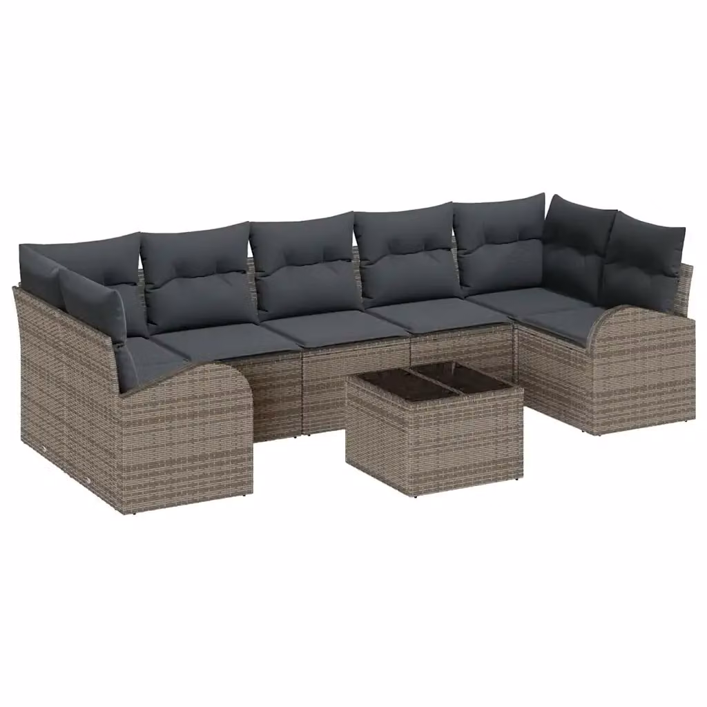 Set Divano da Giardino vidaXL 8 Pezzi con Cuscini Grigio in Polyrattan e Acciaio – 2