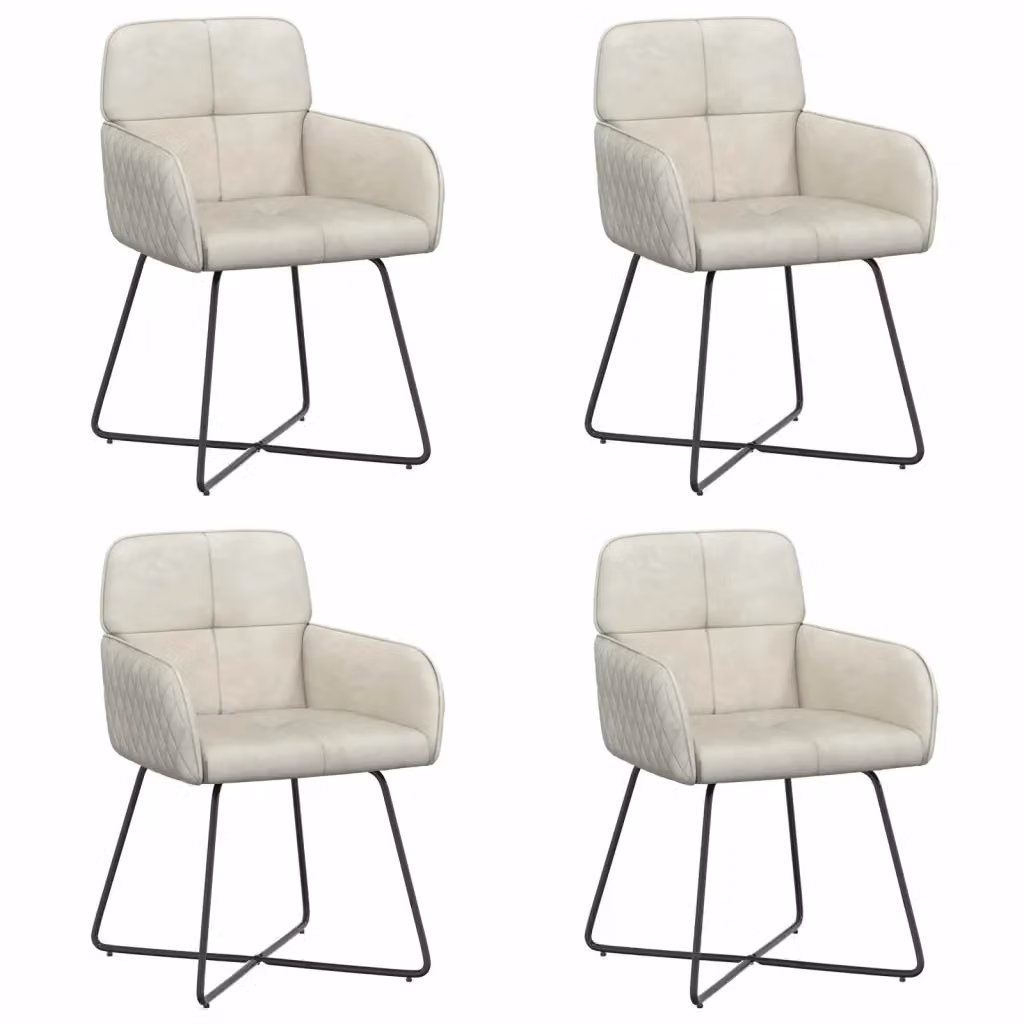 Set di 4 sedie da pranzo moderne vidaXL in velluto beige con struttura in metallo L: 59 cm, P: 56,5 cm, H: 86 cm – 2