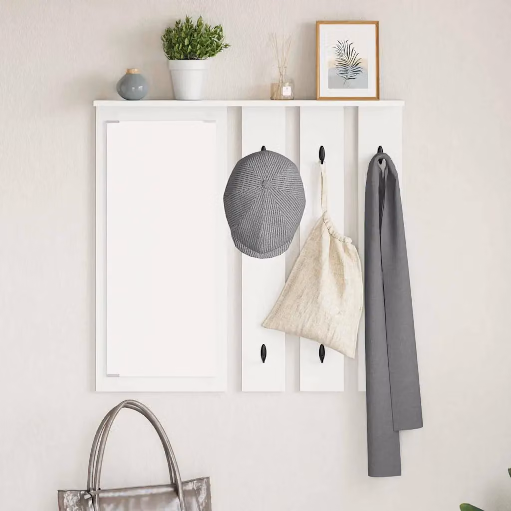 vidaXL Appendiabiti a muro moderno in bianco L: 84 cm, P: 10 cm, H: 80 cm