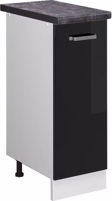Armadio cucina dispensa alto R-Line Nero lucido/Bianco 30 cm, PL Antracite Vicco