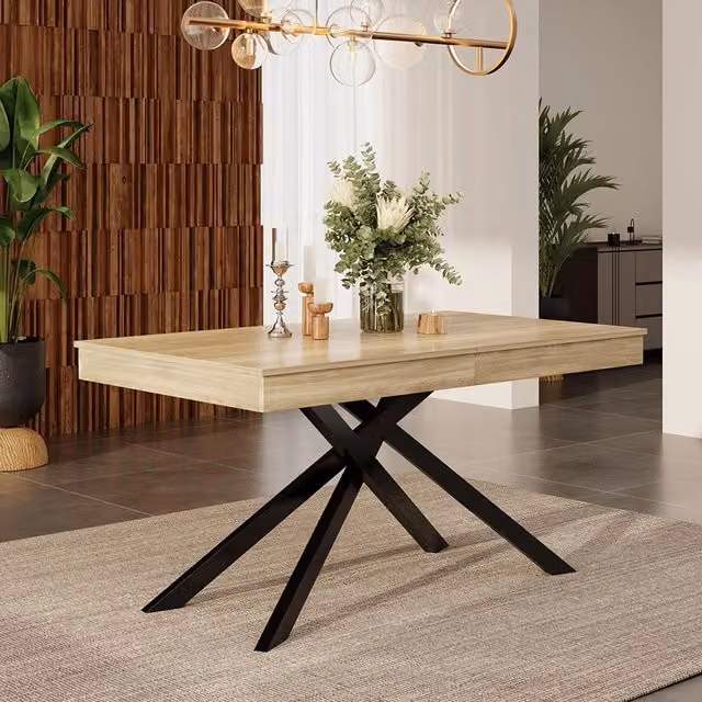 Tavolo Estensibile Xylo 140/180x80cm - Quercia e Piedi Metallici