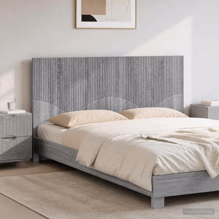 Testiera da muro vidaXL HOORN grigio in legno ingegnerizzato con ripiano integrato