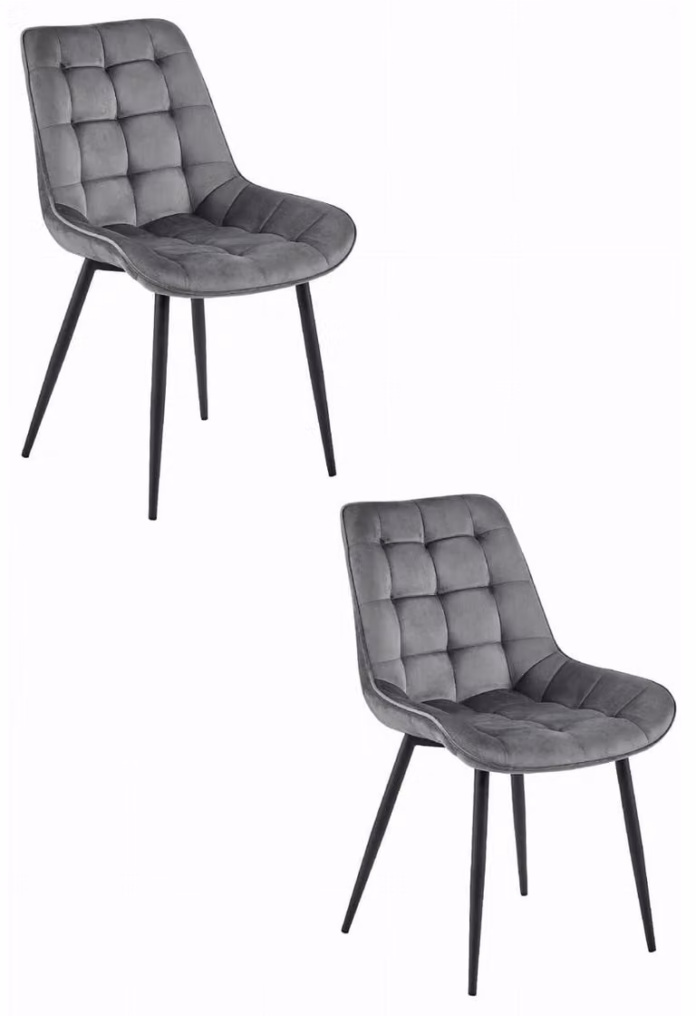 Set di 2 sedie Bera in velluto grigio scuro e metallo nero