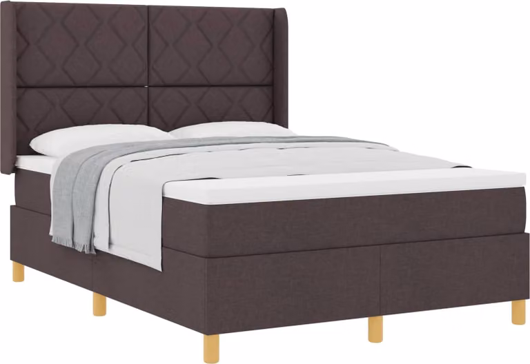 Letto a molle con materasso marrone scuro 160 x 200 cm in tessuto