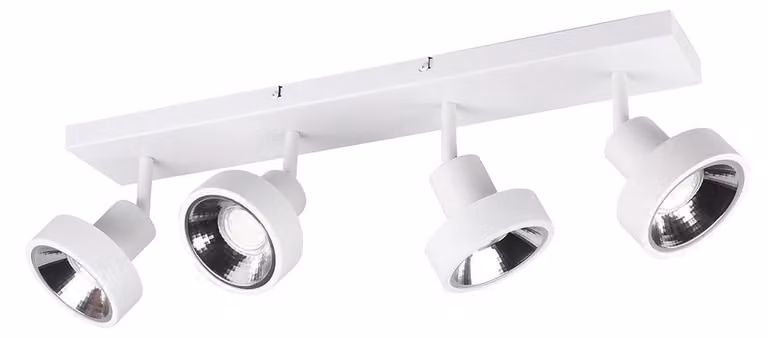 Lampada a soffitto, 4 luci, faretti orientabili, finitura bianca opaca, larghezza 60 cm