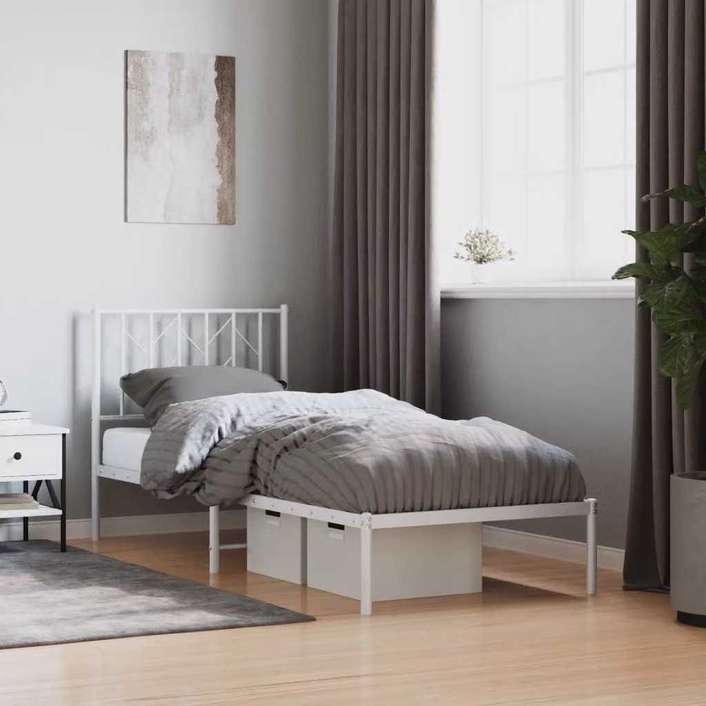 vidaXL Giroletto con Testiera in Metallo Bianco L 80 cm x P 200 cm