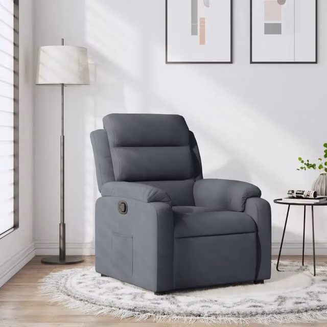Divano Sedia-Poltrona Reclinabile Grigio Scuro in Velluto 609192