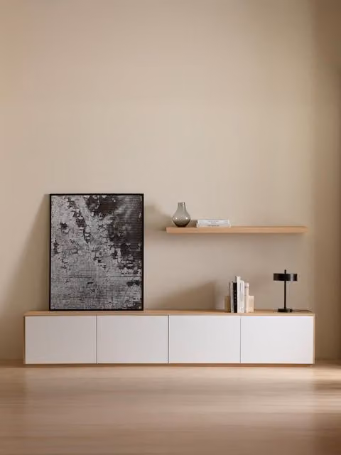 Mobile TV Unite 240 Kenay Home, finitura impiallacciata bianco e rovere, stile moderno per il tuo soggiorno
