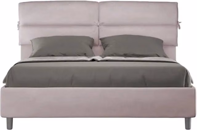 Letto matrimoniale con rete imbottito 160x210 microfibra glicine Nandy