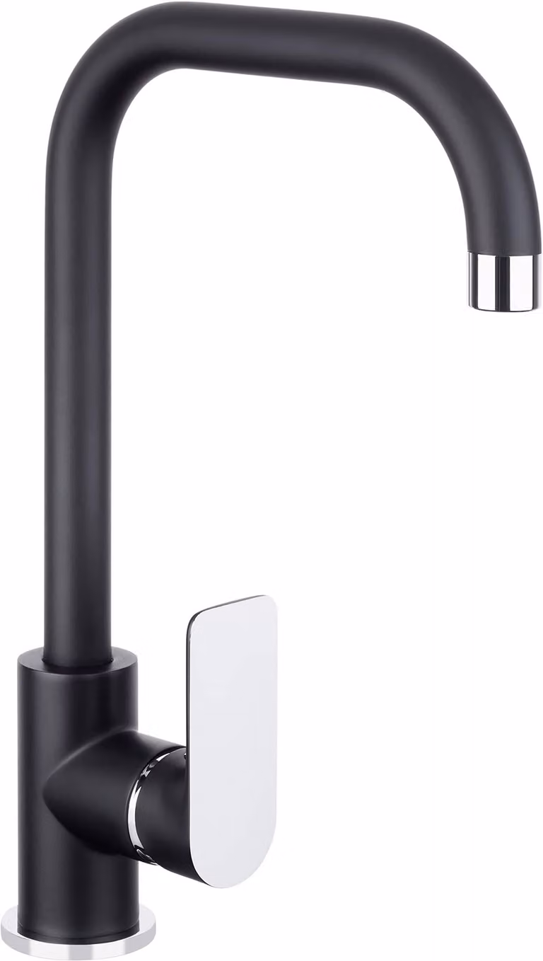 Miscelatore per lavabo con termostato, nero, monoblocco, in ottone