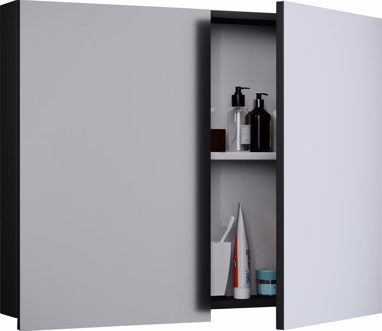 Armadio bagno senza tempo | Dimensioni ca. H. 59 x W. 60 x D. 12 cm | Due porte girevoli | Armadio a specchio - Badinos 59 x 60 cm