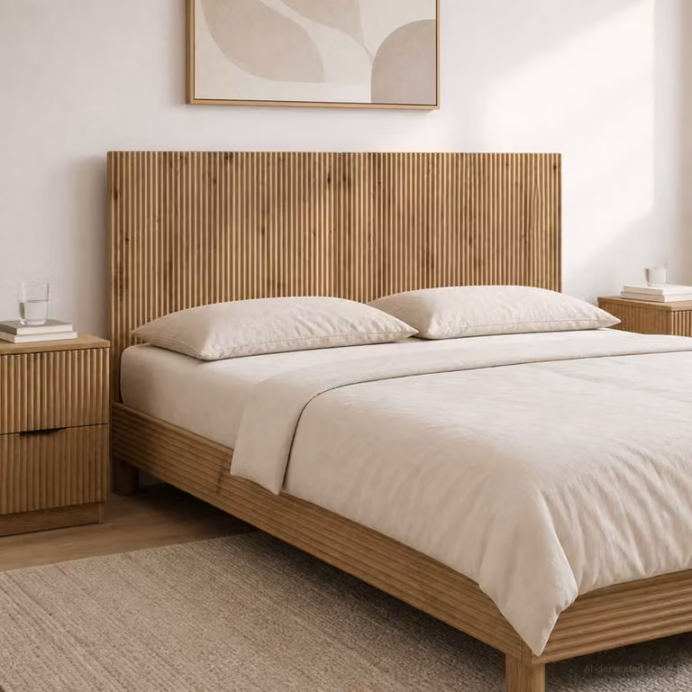 Testiera da muro vidaXL ARNHEM in legno ingegnerizzato color rovere con ripiano integrato, L: 140 cm, H: 50 cm, P: 3 cm
