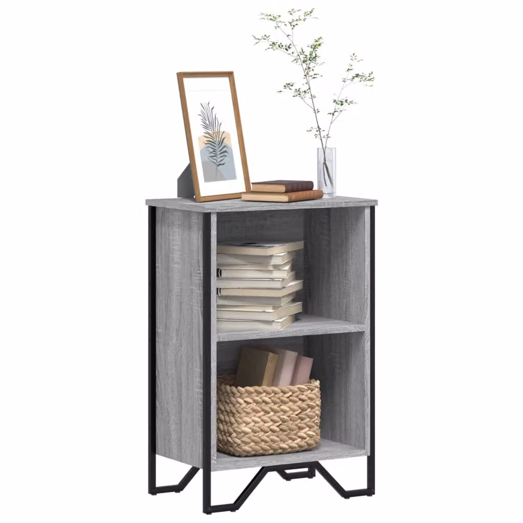 Libreria moderna vidaXL in legno e metallo Grigio, sospesa a parete, L 50 cm x P 31 cm x H 74,5 cm