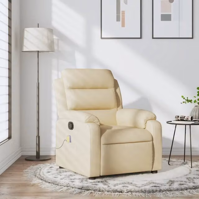Poltrona reclinabile relax vidaXL in tessuto beige con braccioli e leva manuale