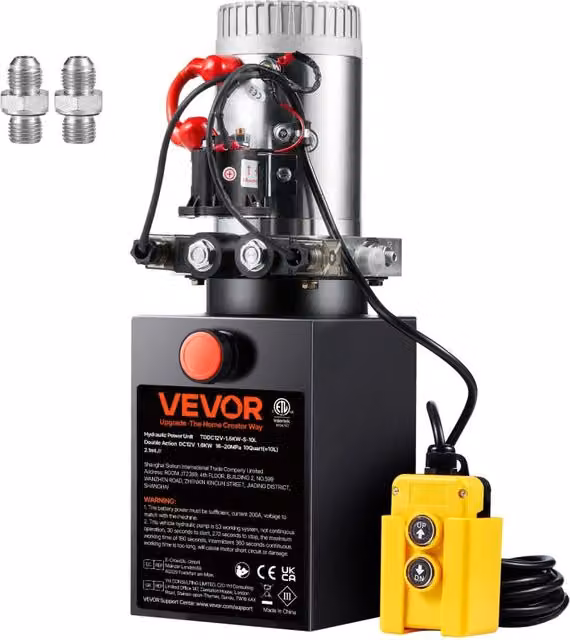 Centralina Idraulica Pompa CC 12V 1,6kW Serbatoio 9,5L a Doppia Azione Pressione 22 MPa per Rimorchio Ribaltabile Montacarichi Officina