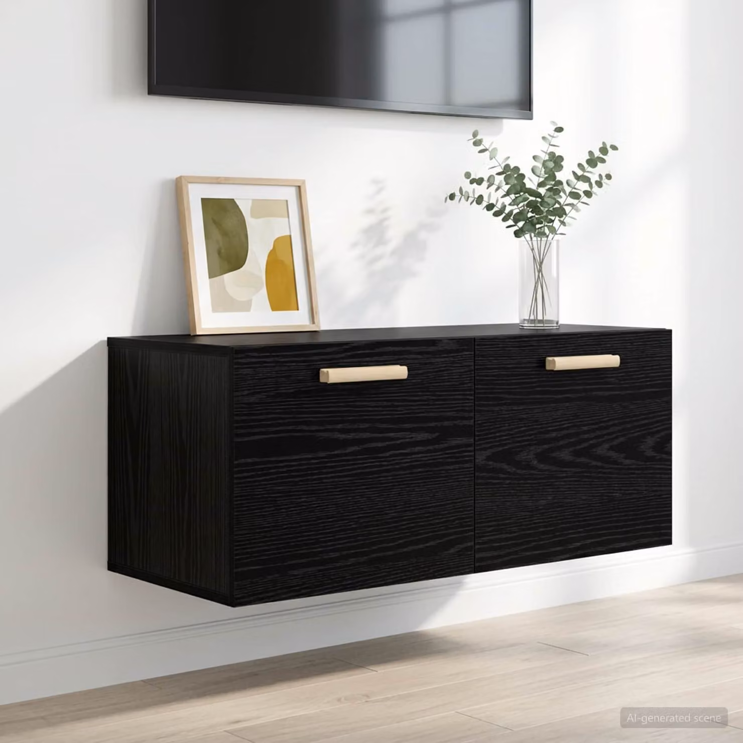 Armadietto a muro moderno vidaXL in legno nero opaco L: 80 cm, P: 36,5 cm, H: 35 cm