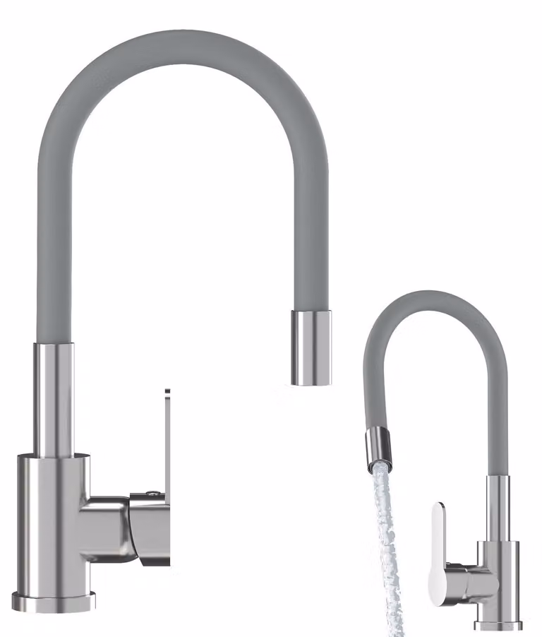 Granitan - Rubinetto da cucina - Rubinetto per lavello - Orientabile a 360° - Cartuccia in Vetroceramica - Grigio - GRADO