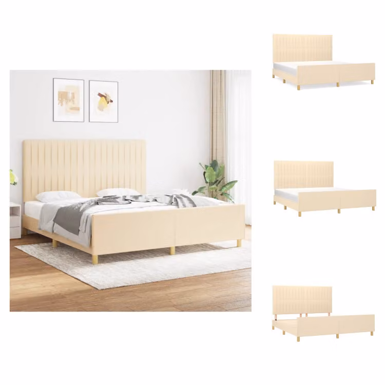 vidaXL Struttura letto con testiera in tessuto crema 180x200 cm - Letti e strutture letto