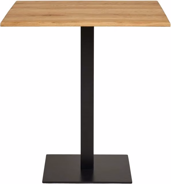 Tavolo bistrot Lignano in rovere naturale con base in metallo nero 70x70x75 cm