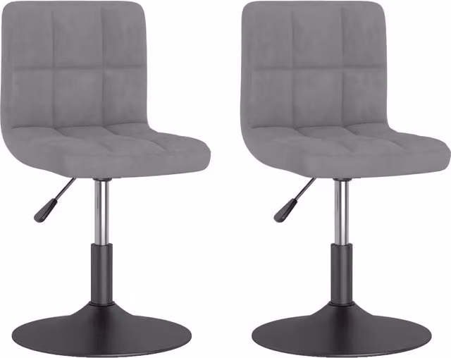 Set di 2 sedie da pranzo girevoli a 360 gradi in velluto grigio chiaro con altezza regolabile e design moderno per casa e ufficio – 1