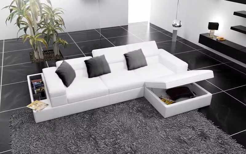 Eck Sofa Polster Couch Sitz Ecke Leder Sofa L-Form Wohnlandschaft Ledersofa