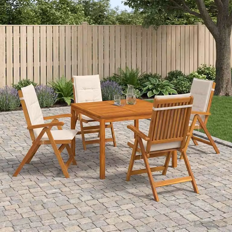 Set da pranzo da giardino vidaXL in legno di acacia naturale composto da 5 pezzi con tavolo quadrato e 4 sedie marroni L/P/H: 110 x 75 x 75 cm