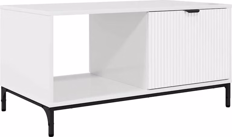 Tavolino da salotto con cassetto Bianco Lucido 90 x 49 x 46 cm
