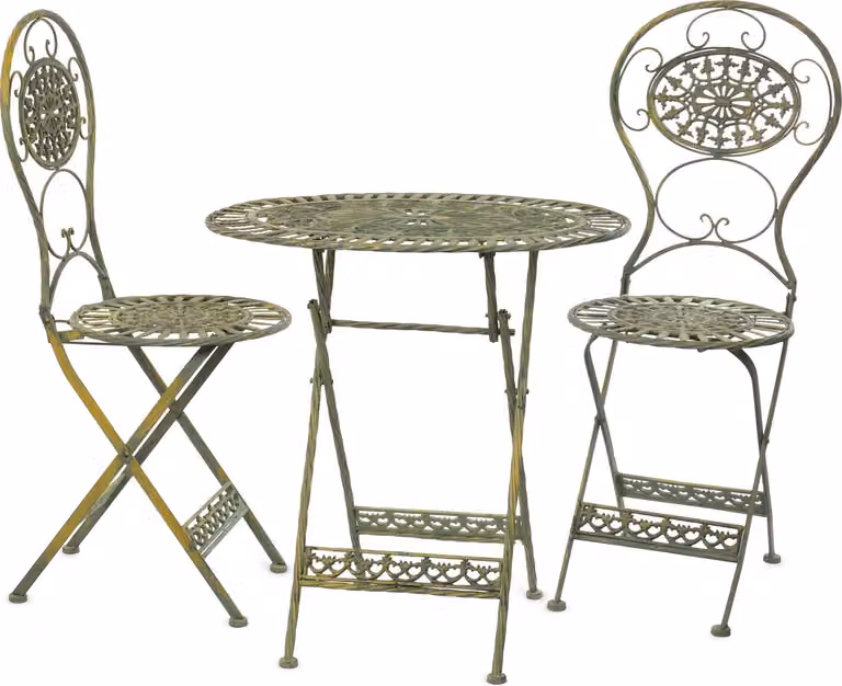 Set bistrot Moritz tavolo ovale + 2 sedie verde antico ghisa decorazione giardino set tavolo bistrot sedie bistrot 3 pezzi gruppo di seduta mobili da balcone