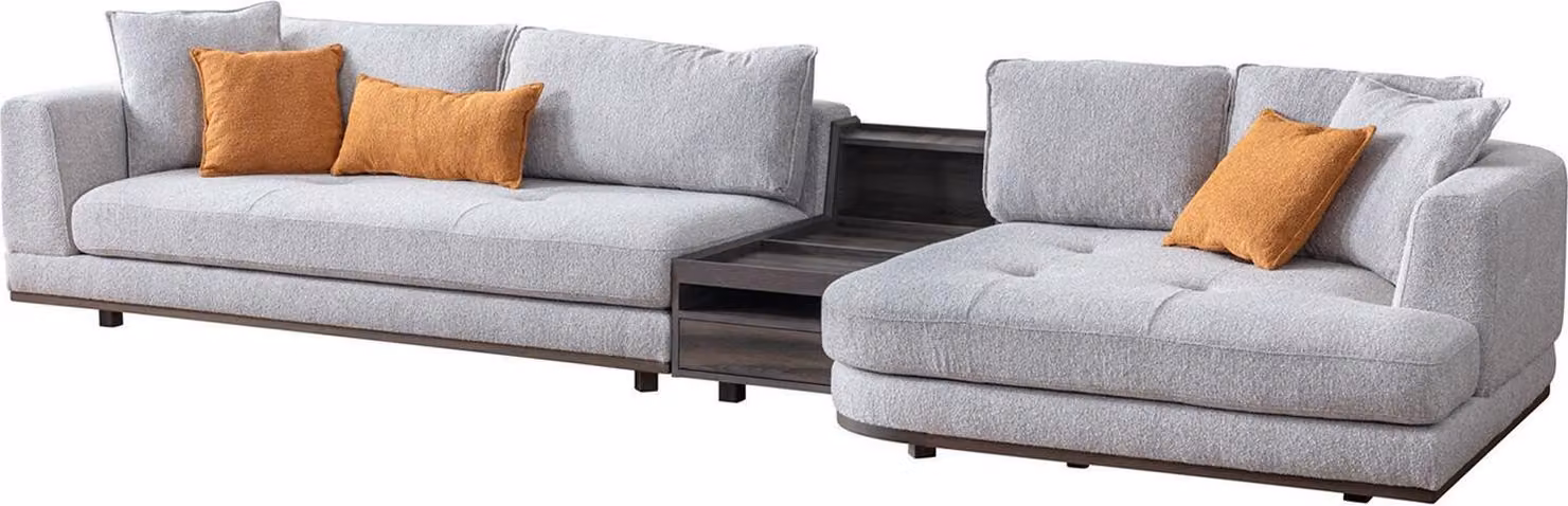 Exklusive Ecksofa L-Form Grau Wohnzimmer Eckgarnitur Couch Sofa Polster