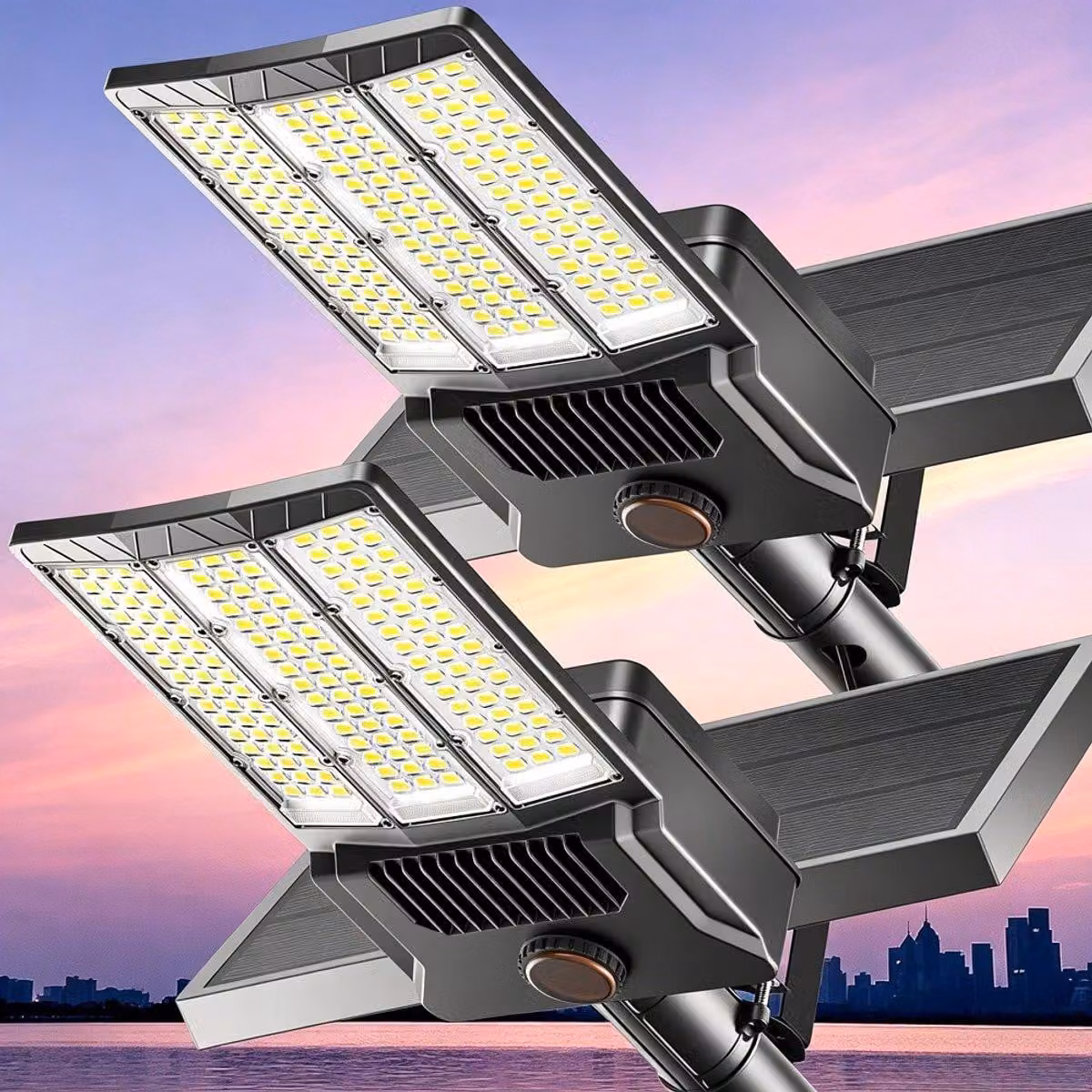 Lampada solare da esterno - 5000W - Con sensore di movimento, corpo in alluminio e cavo da 5 metri