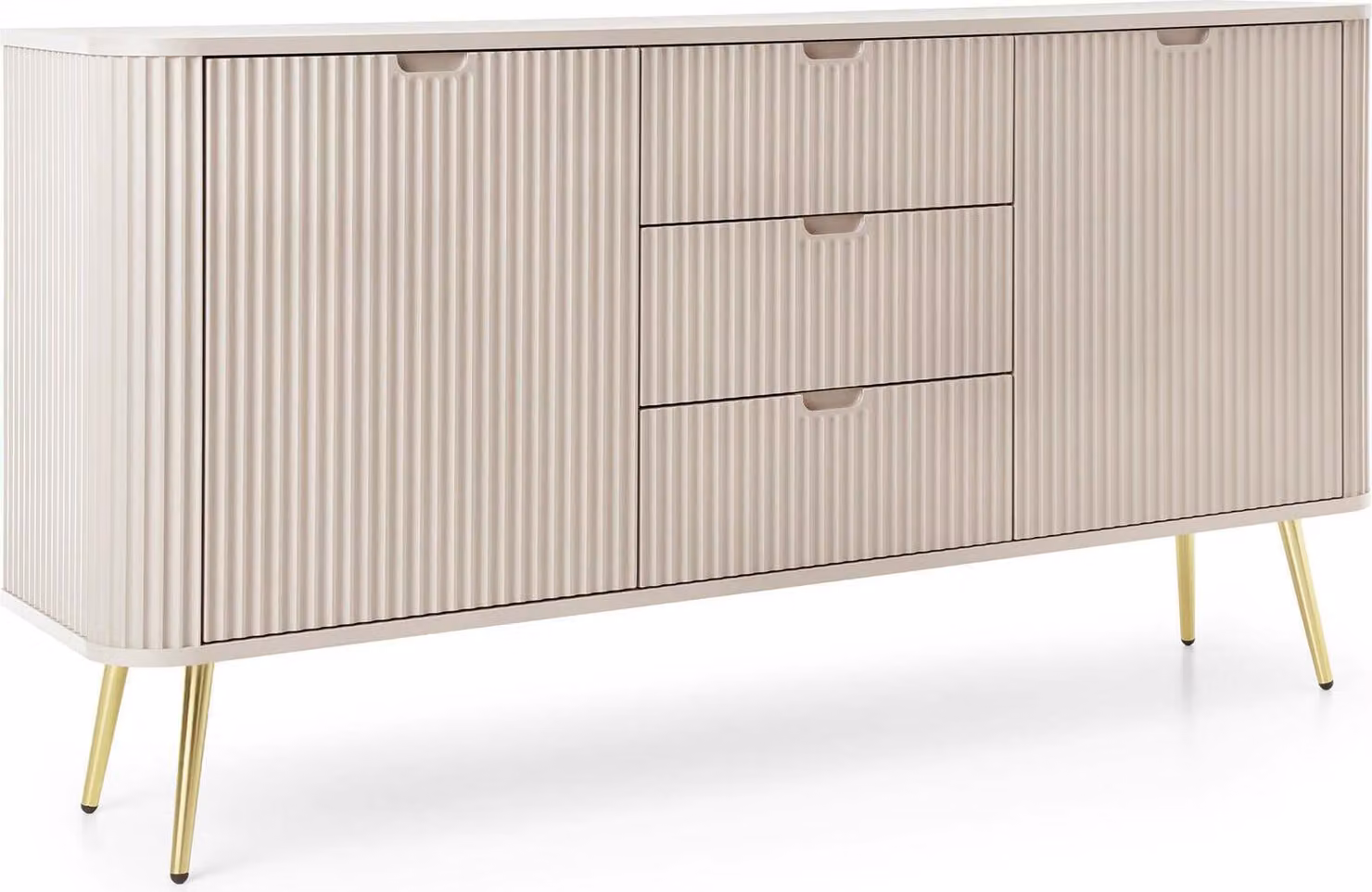FURNLUX Credenza Zova Beige E Oro 168cm / Colore principale: Beige / Dimensioni: 168 x 87 x 39 cm