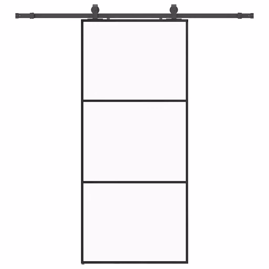 Porta Scorrevole Moderna VIDAXL in Vetro Trasparente con Telaio in Alluminio Nero L: 90 cm, H: 205 cm – 2