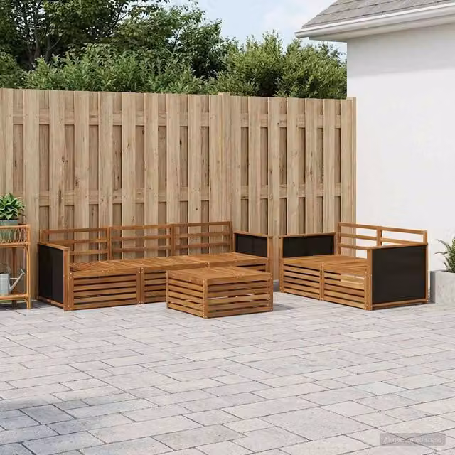 Set di divani da esterno 6 pz Naturale Legno di Acacia Massello 3383012