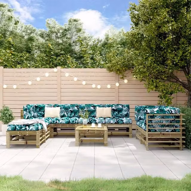 Set Salotto da Giardino 9 pz in Legno Impregnato di Pino 3186304