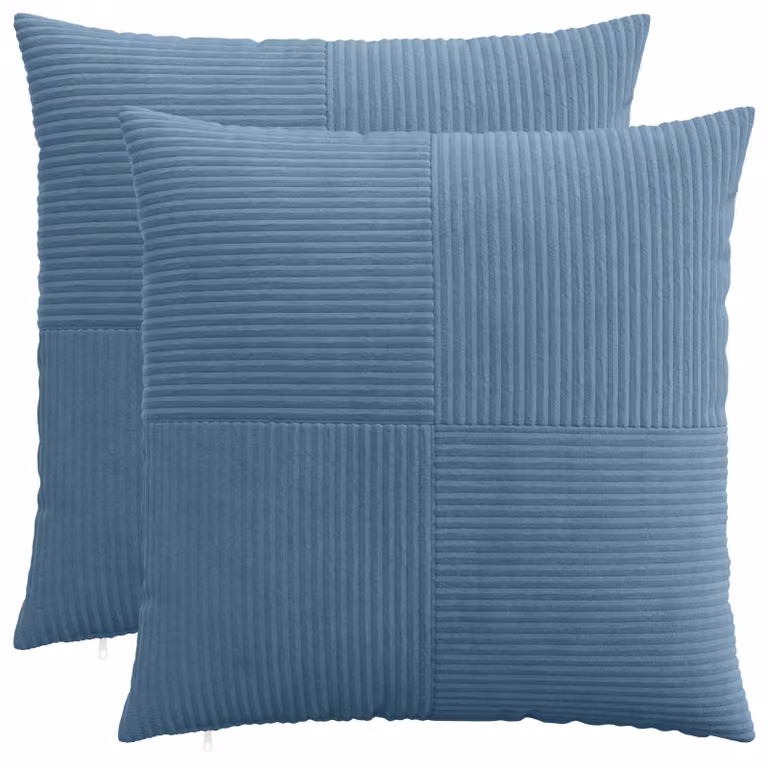 Set di 2 federe vidaXL ALMELO blu in velluto a coste, L 55 cm x P 55 cm