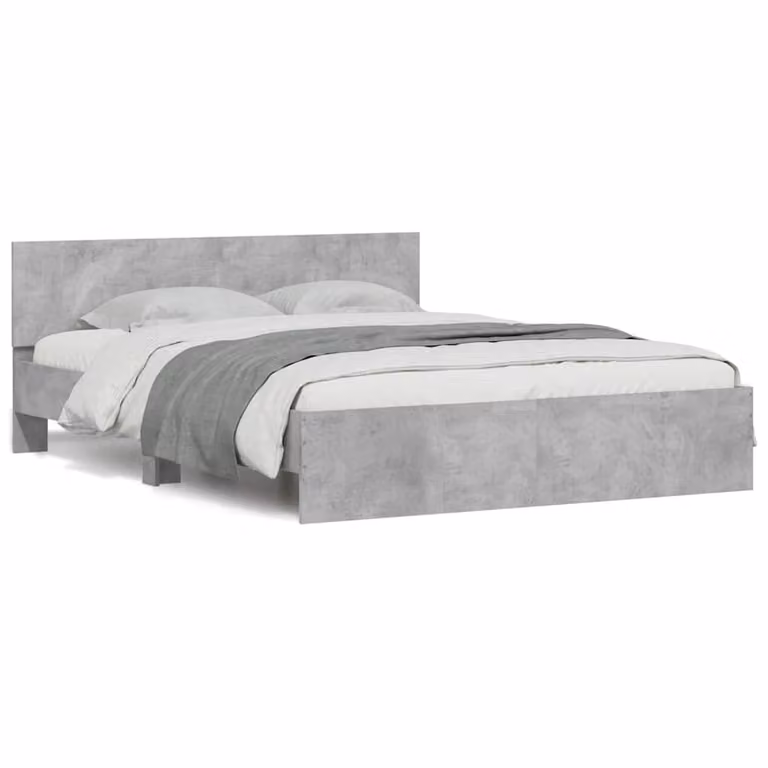 vidaXL Giroletto Moderno con Testiera, Illuminazione LED e Porta USB, Grigio, L/P/H: 203 x 155 x 70 cm (Dimensioni materasso: 150 x 200 cm)