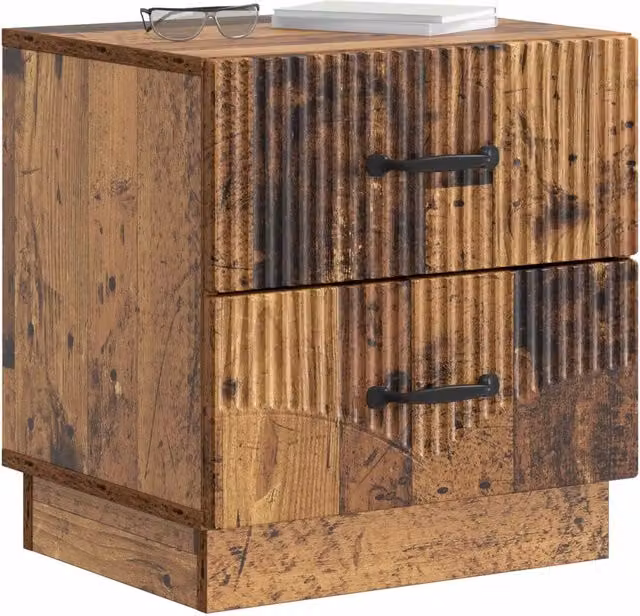 Set di 2 Comodini | Armadio da Notte | Mobiletto da notte Legno antico 43 x 34,5 x 44,5 cm