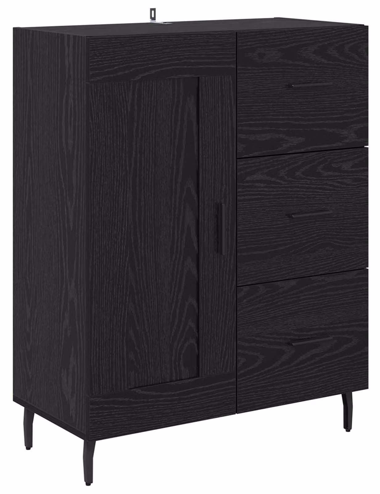 Credenza con cassetto Rovere Nero 69,5 x 34 x 90 cm