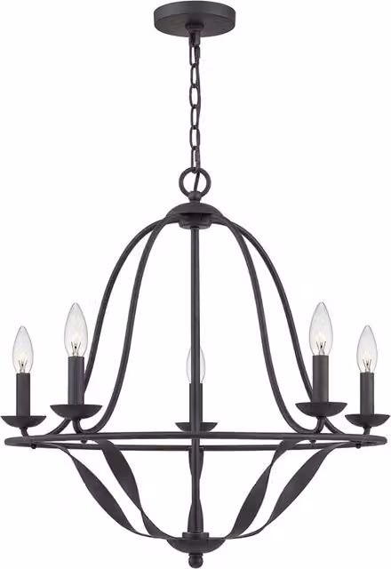 Lampadario Industrial Nordico Bradbury Acciaio Grigio Cenere 5 Luci E14
