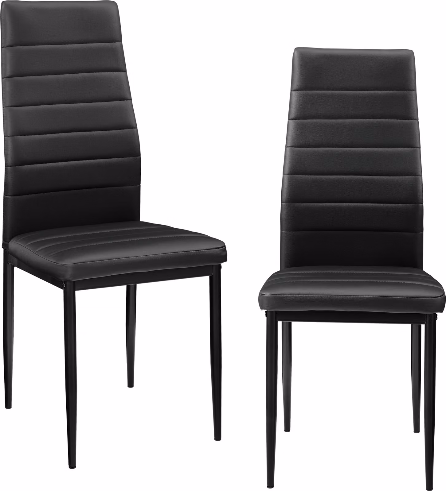 [en.casa]® Set di 2 sedie nero schienale alto sala da pranzo sedia imbottita in ecopelle
