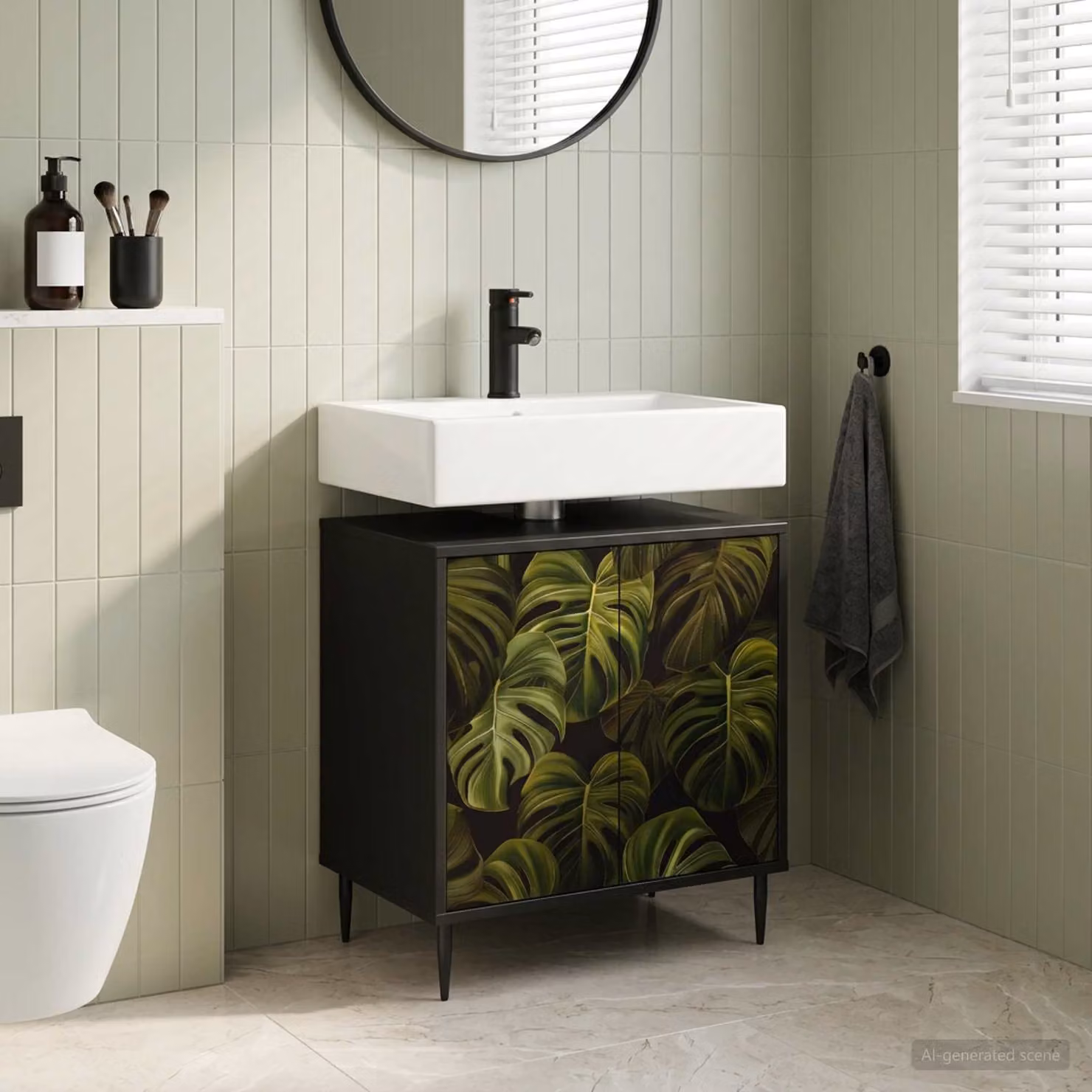 Mobile da bagno vidaXL ELBURG moderno in Rovere Nero L: 60 cm, P: 40 cm, H: 61 cm