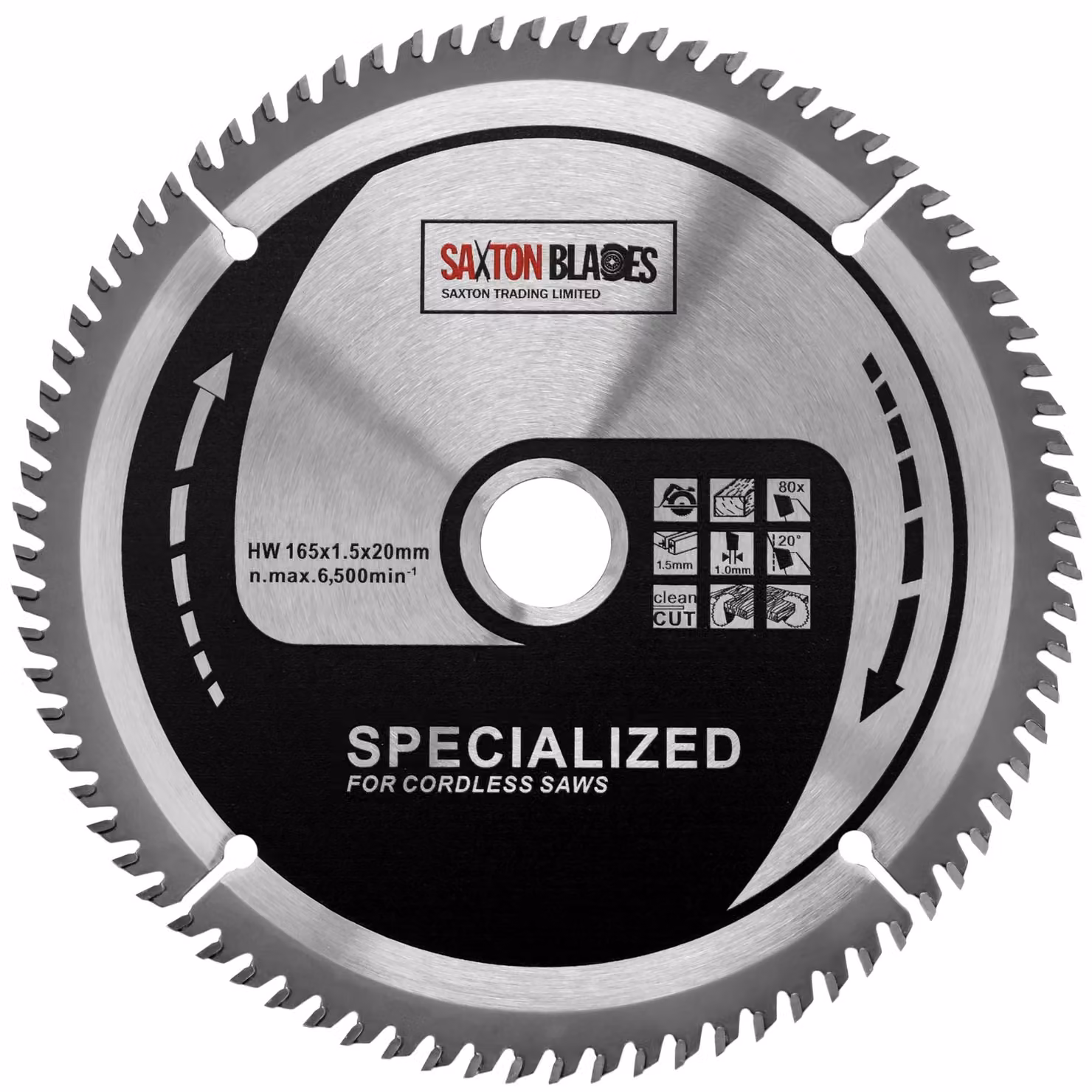 Lama circolare a disco duro TCT, 165 mm x 80T, taglio sottile, senza fili, compatibile con