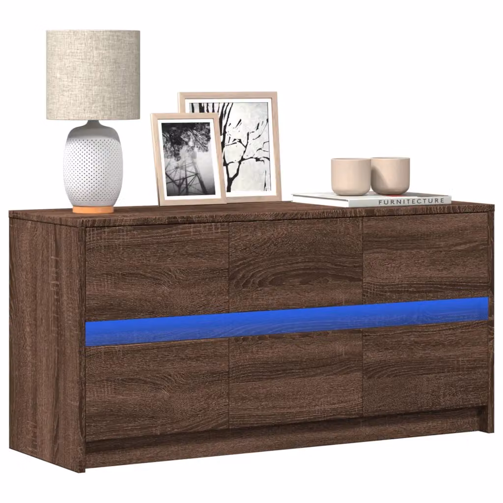 vidaXL Mobile Porta TV con LED in Rovere Marrone, L: 100 cm, P: 34 cm, H: 50 cm